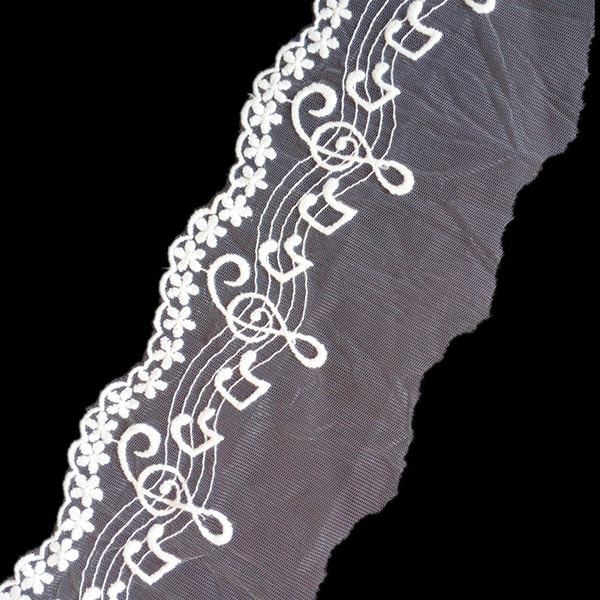 Net embroidery lace Width about 11cm white music notes trims DIY clothing household supplies sewing decorative accessories DL_LAT022