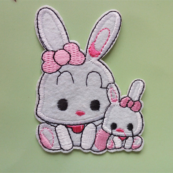 Embroidered cloth patch 6cm * 7.8cm rabbit appliques Back gum Iron sewing decorative patch kids T-shirt skirt jeans accessories DL_CPIA012