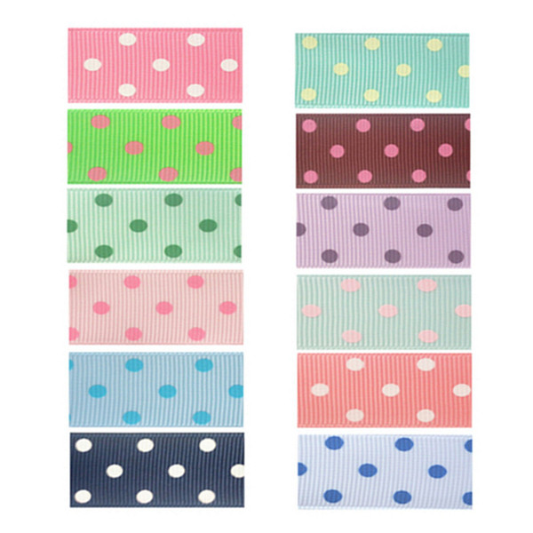 Ribbed band width 22mm Dots printed ribbons DIY Hand made headwear bowknot clothing sewing decorative accessories DL_RB011