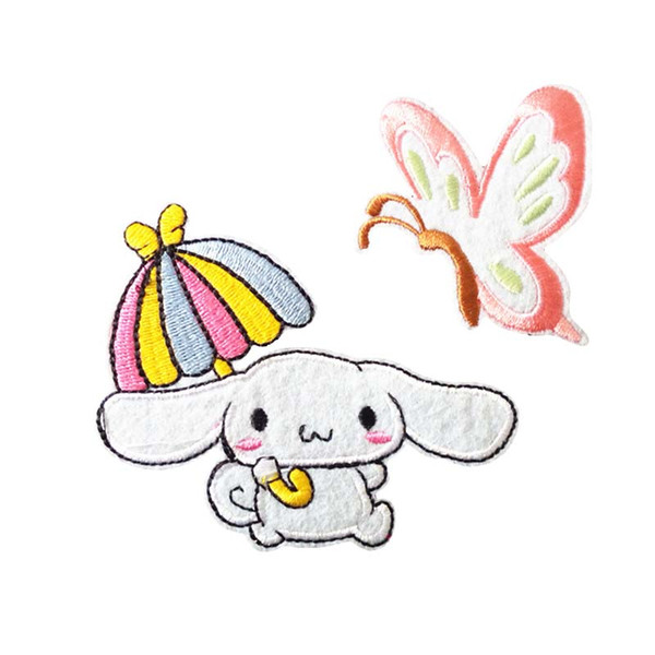 Embroidered cloth patch rabbit butterfly appliques Back gum Ironing sewingdecorative patch kids clothing accessories DL_CPIA026