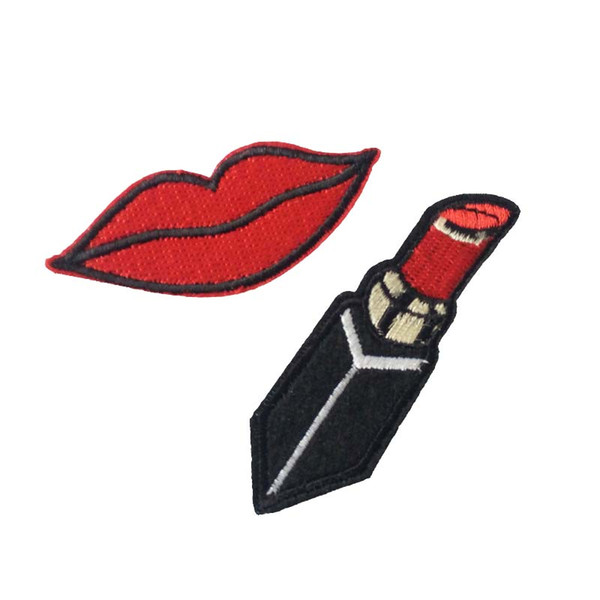 Embroidered cloth patch Lipstick lip appliques Back gum Ironing sewing decorative patch T-shirt skirt jeans clothing accessories DL_CPIO018