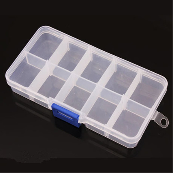 Adjustable sewing box 10 grids Transparent case Jewelry Bead Buttons Organizer Small sewing hand knitting tools storage box DL_SWT015