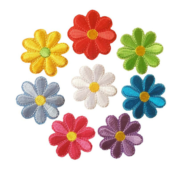 Embroidered cloth patch Dia. 4cm flower shape appliques Back gum Ironing stick sewing decorative patches clothing accessories DL_CPIF012