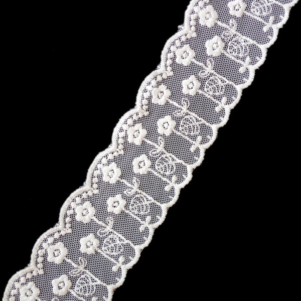 Net embroidery lace Width about 55mm both edge white trims Girls Headwear skirt dress clothing sewing decorative accessories DL_LAT018