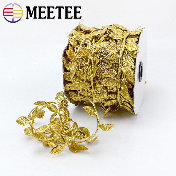 Meetee 4cm Golden silver leaf trim ribbon lace For DIY Scrapbook Wedding Home Decoration Gift Wrapping C5-20