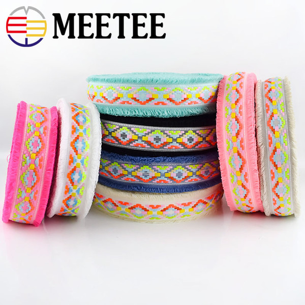 Meetee 4.5cm Tassel Lace Trim Webbing Ribbon Home Textile Bag Curtain Clothes DIY Crafts Sewing Accessories AP539