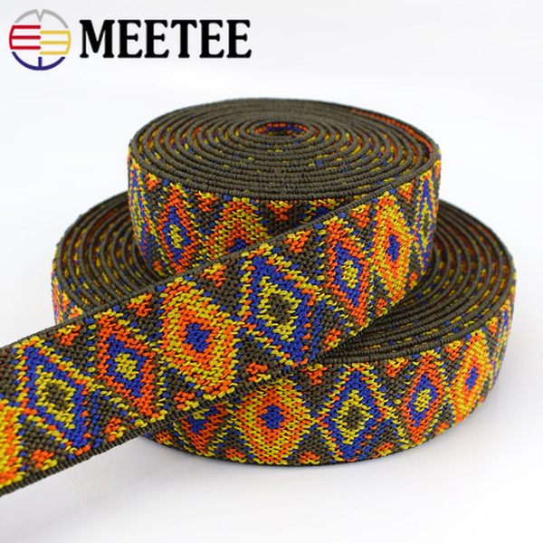 Meetee 25mm Jacquard Elastic Bands Rubber Band Webbing Pants Binding Tapes Skirt Bags DIY Sewing Accessories EB129