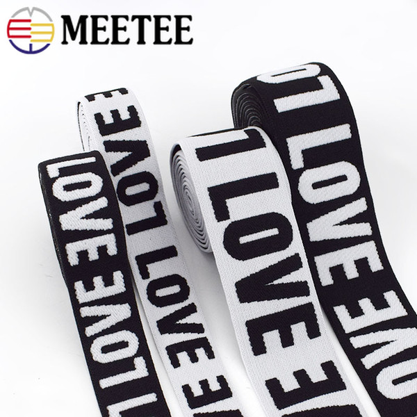 Meetee 25/40mm Imitation Nylon Jacquard Elastic Band Double-faced Velvet Letter LOVE Type Elastic Straps DIY Sewing Accessories EB019