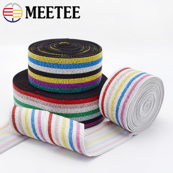 Meetee 40mm Stripe Nylon Elastic Bands Soft Skin Striated Rubber Bands Trouser Lace Trim Waist Band Garment Accessories KY663