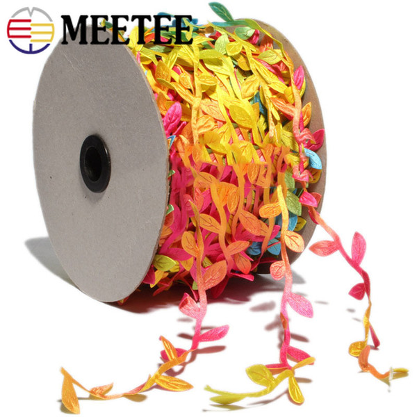 Meetee 2.5cm Colorful Leaves Ribbon Leaf Trim Ribbon Lace for Clothing Sewing DIY Home Decoration Craft Accessory C5-20