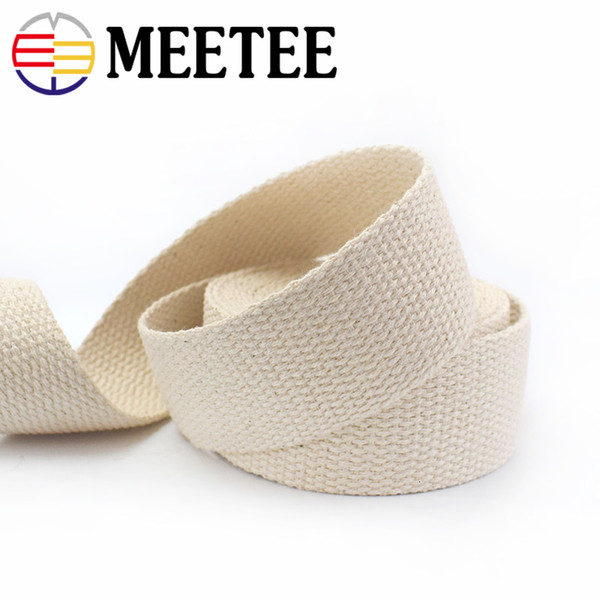 Meetee Cotton Webbing 20/25/32/38/50mm Natural Color Cotton Ribbon for Bag Strap Belt DIY Sewing Clothing Home Decor AP320