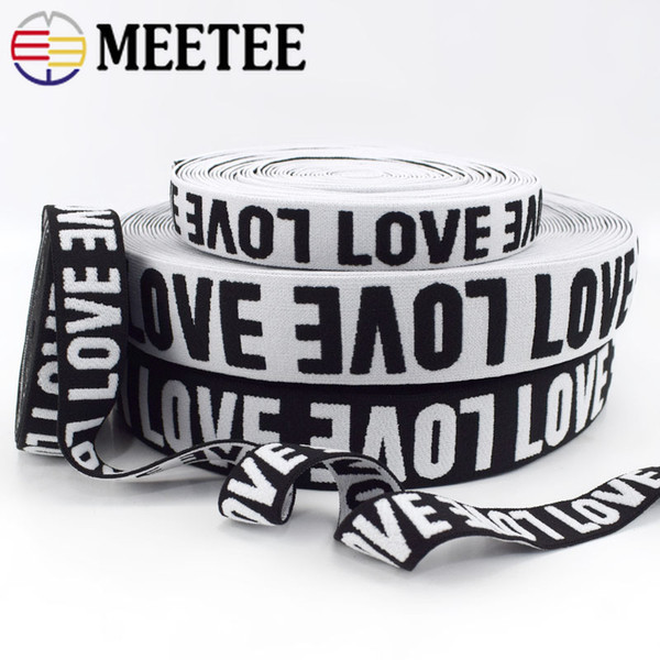 Meetee 25/40mm Jacquard Elastic Band Imitation Nylon Double-Faced Letter LOVE Type Elastic Straps DIY Sewing Accessories EB019