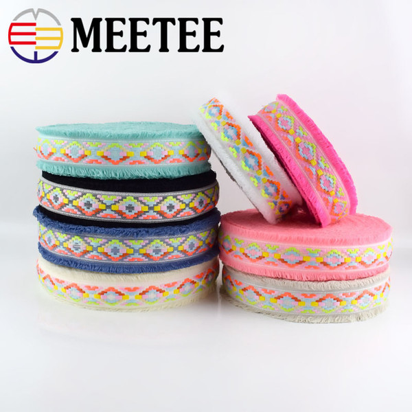 Meetee 4.5cm Tassel Lace Trim Webbing Ribbon Home Textile Bag Curtain Clothes DIY Crafts Sewing Accessories Supplies AP539