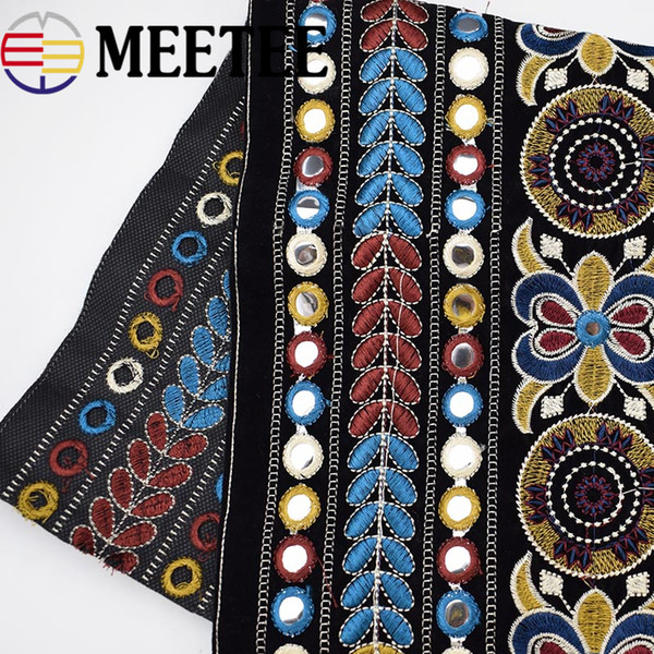 Meetee Wide 28cm Fashion National Embroidery Webbing Ribbon Jacquard Webbing Trim DIY Clothes Bag Accessories Decorative Home Textile