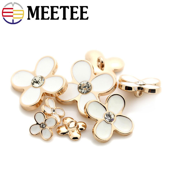 Meetee Flower shape Metal Buttons 11mm Shirt button With Exquisite Female Coat Sweater Decoration for clothing Scrapbooking Accessories