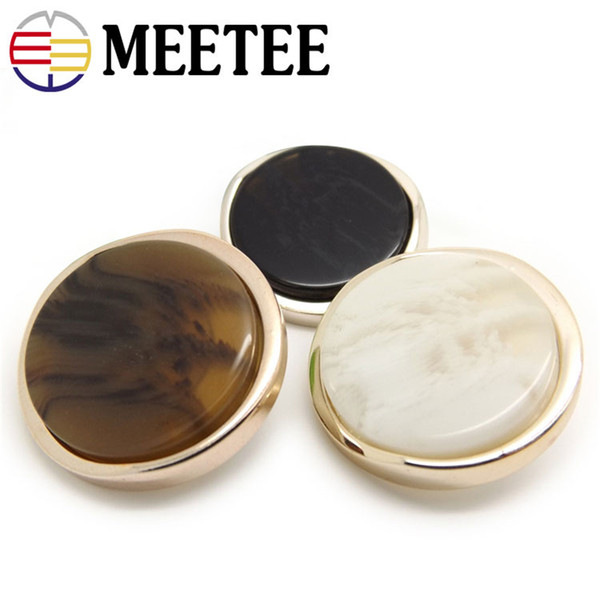 Meetee resin buttons metal buckle for clothing coffee coat white sweater fashion lady sewing black decorative buttons wholesale