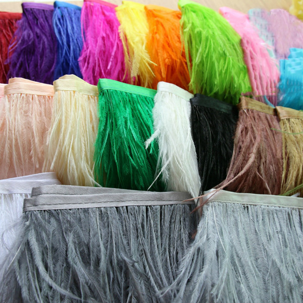 Meetee Width 11-16cm Ostrich Feather Fringe Ribbon Trim For Cloth Skirt Lace DIY Party Wedding Dress Accessories Craft