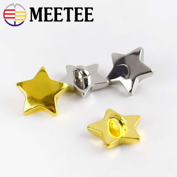 Meetee 15mm Electroplating Stars Plastic Buttons Gold Silver Pentacle Buttons Shirt DIY Decorate Accessories High-grade ZK730