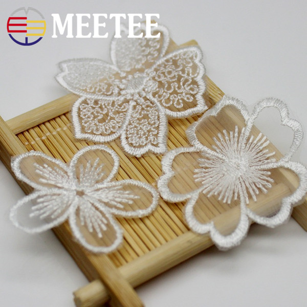 Meetee White lace Patches Eugen gauze affixed to trumpet patch DIY fashion embroidered flower decoration accessories ZK161