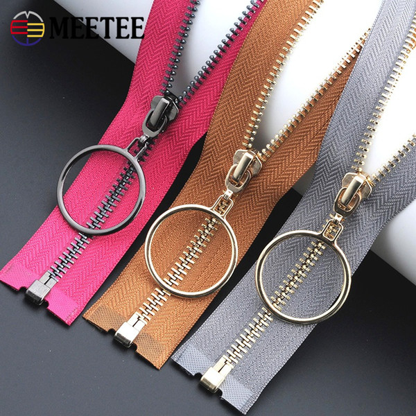 meetee Metal zippers diy craft 5# 85cm gold gun black round zip puller ring slider handmade sewing material accessories suppliers