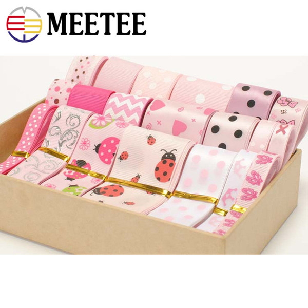 Meetee Gift Wrap ribbon Trendy Grosgrain Satin Ribbon mixed Size/for Wedding Party Christmas Decoration DIY Gift Craft ZK642