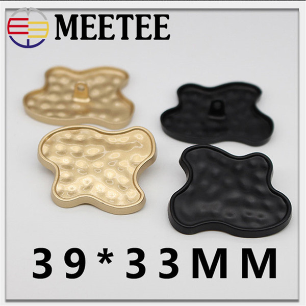 Meetee metal hand sewn foot button 39*33mm Black gold Irregular windbreaker wool coat wholesale garment accessories decoraion buckle