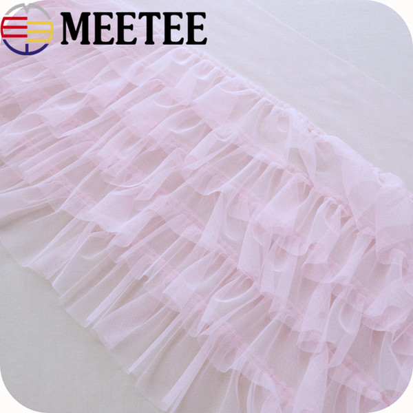 Meetee 5 Layer Mesh Lace 3D Ruffle Lace Pleated Lace Fabric DIY Handmade Sewing Clothing Skirt Dress Curtains Accessories Material