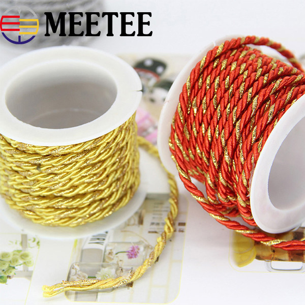 Meetee Label Rope High Tenacity Gold Glitter Twine String Cord Gift Box Wrapping Rope for Wedding Xmas Decor DIY Accessories KY491