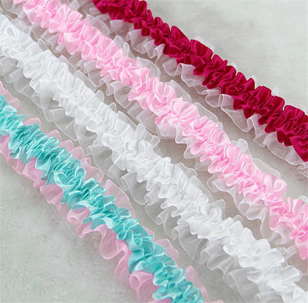 Meetee 4cm Stretchy pleated Snow yarn ruffles lace for Clothing Accessories headwear Crafts Children dress DIY Material