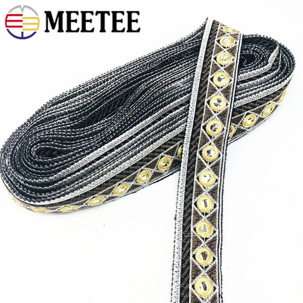 Meetee Mirror Embroidered Lace Trims Fabric Shoes Dress Decorative Webbing Ribbons For Stage Clothing DIY Sewing Accessories