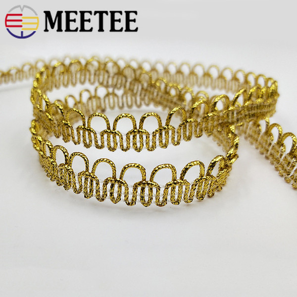 Meetee Knitted Gold Silver Lace Trims Tape Lace Fabric Cosplay Stage Clothes Decorative Webbings Ribbon DIY Sewing Accessories RD142