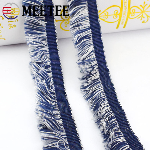 Meetee 23mm Fringe Lace macrame tassels ribbon Decorative Webbing DIY Handmade Hat Neckline Clothing Home Accessories BD360