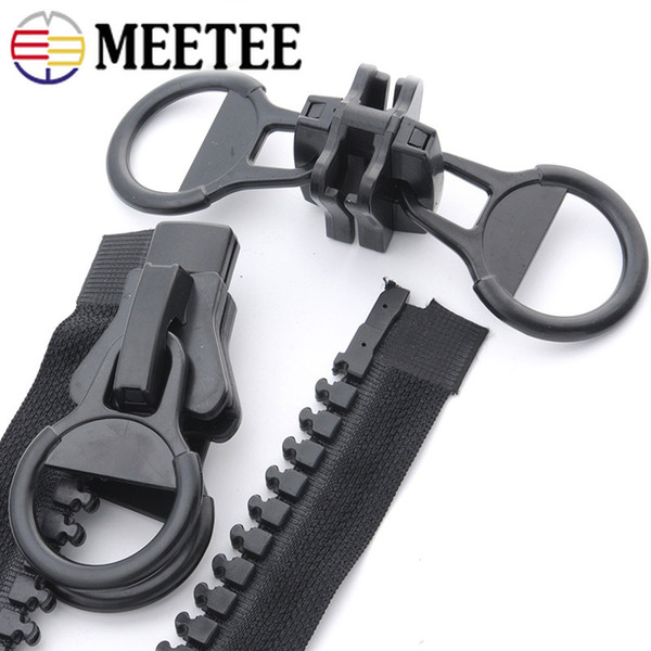 Meetee 20# Oversize Resin Zipper Double-sliders Open-end Zippers for Down Jacket Coat Tent DIY Sewing Accessories ZA109