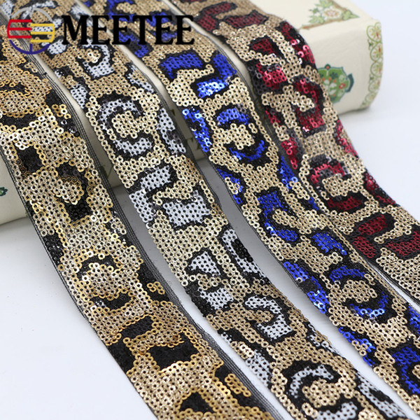 Meetee Hat Garment Decorative Webbings Glitter Ribbons Fabric Dance Dress Paillette DIY Sewing Accessories Sequins Lace Trim RC116