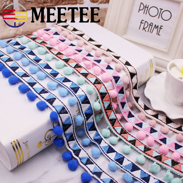 Meetee Lace Trim Ball Fringe Jacquard Knitted Ribbon Lace DIY Sewing Fabric Accessories Wedding Decoration