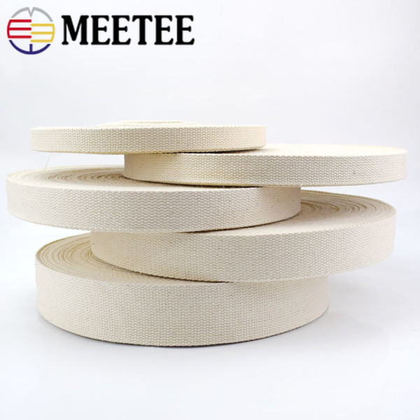 Meetee Cotton Webbing 25/32/38/50mm Natural Color Cotton Ribbon for Bag Strap Belt DIY Sewing Clothing Home Decor Craft AP320