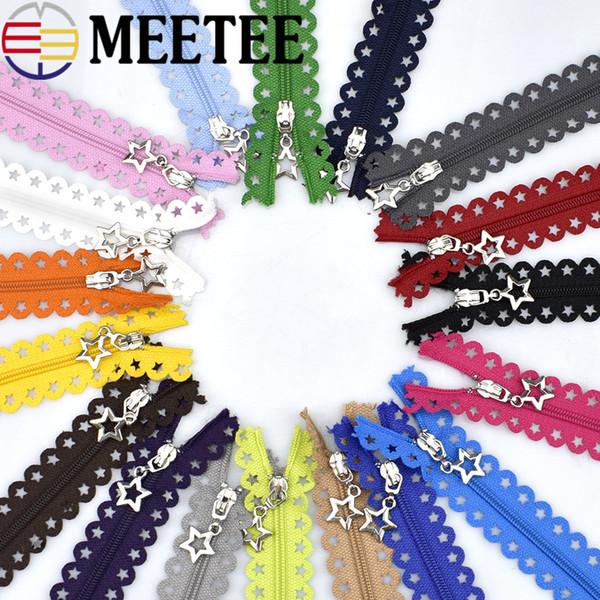 Meetee Close-End Nylon Zipper with Star Lace children 3# Tape 25cm Zippers For Handmade Sewing Craft Garment Accessories