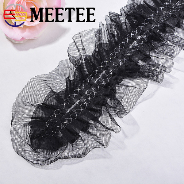 Meetee Black Chiffon Lace Ribbon Wedding Dress Baby Clothing Lace Trims Pet Clothes Ruban Dentelle Home Decoration KY315