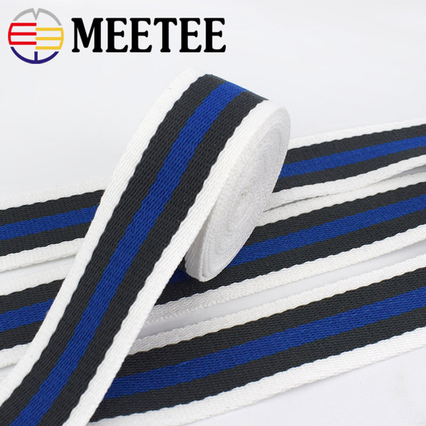 Meetee 38mm Polyester Cotton Webbing Stripe Ribbon for Bag Strap Belt Tape DIY Garment Sewing Accessory RD028