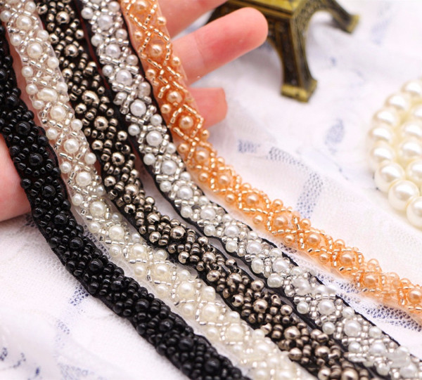 Meetee beads lace Ribbon for headwear pearl Macrame for handmade collar clothes decoration material DIY accessories