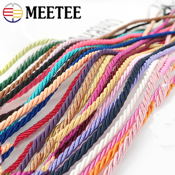 Meetee 3mm Polyester Braided 3 Strand Twisted Rope Cords Thread DIY Home Textiles Bag Decor Accessories CD006