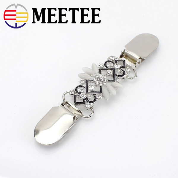 Meetee Rhinestone Metal Buckle Vintage Flower Sweater Cardigan Clip Clothes Collar Brooch Metal Rhinestone Buckle Clothing decoration KY766