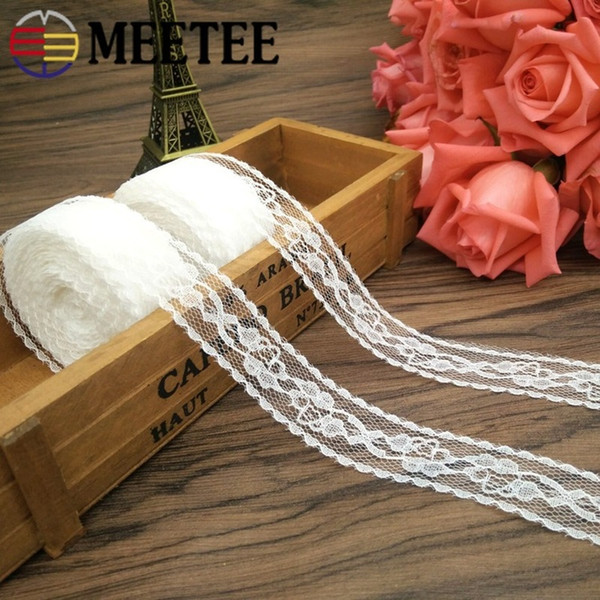 Meetee 25mm*1m No-elastic Lace Webbing DIY Jewelry Bow Packaging Ribbon Decoration Clothing Home Textile Accessory BD482