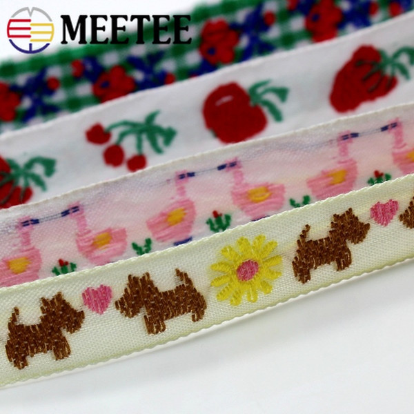 Meetee 1.5/1.6/ 2.2CM DIY Fabric Patchwork Cotton Ribbon Handmade Decorative Lace Accessories Strawberry Cherry ZK5069