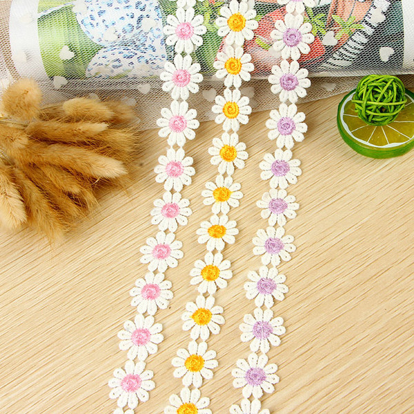 Meetee Width 2.5cm Embroidery 10petals Daisy Lace for Dress Decoration Garment Accessories DIY Crafts Lace AP2201