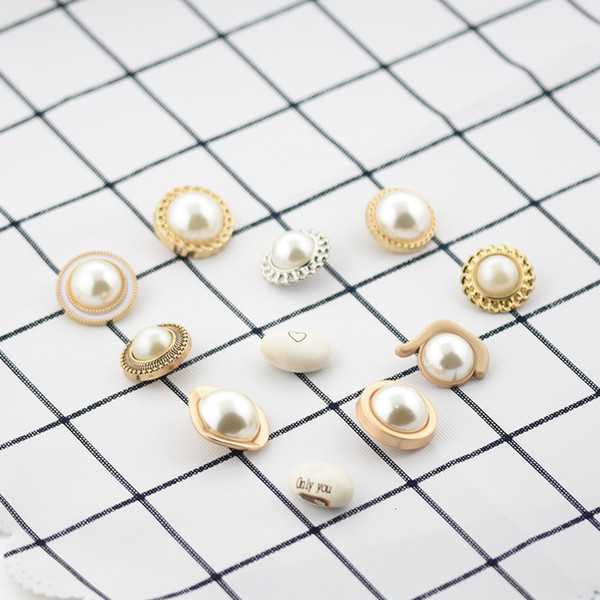 Meetee 15/18/20mm Metal Pearl Buttons Hand-stitched Cashmere Coat Windbreaker Shirt Clothes Decorative Buckle Garment Accessory CR180