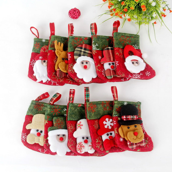 Meetee Christmas Tree Hanging Gift Bag Christmas Decorations Small Socks Santa Claus Snowman Deer Socks Holiday Supplies CR129