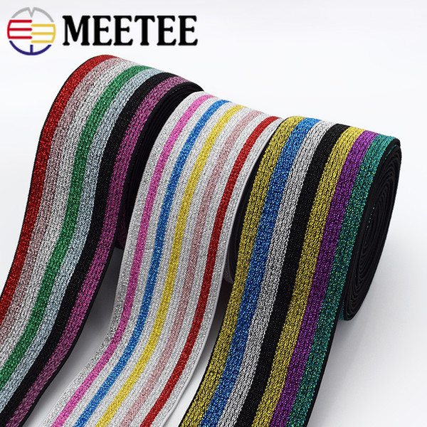 Meetee 40mm Stripe Nylon Elastic Bands Soft Skin Striated Rubber Bands Trouser Lace Trim Waist Band Garment Accessories KY663