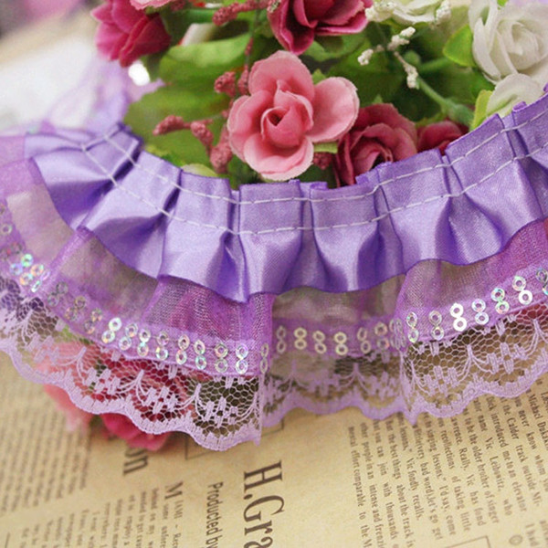 Meetee Satin Ribbon Sequin Chiffon Yarn Lace Fold Lace Ribbon DIY Wedding Party Accessories Toys Lace