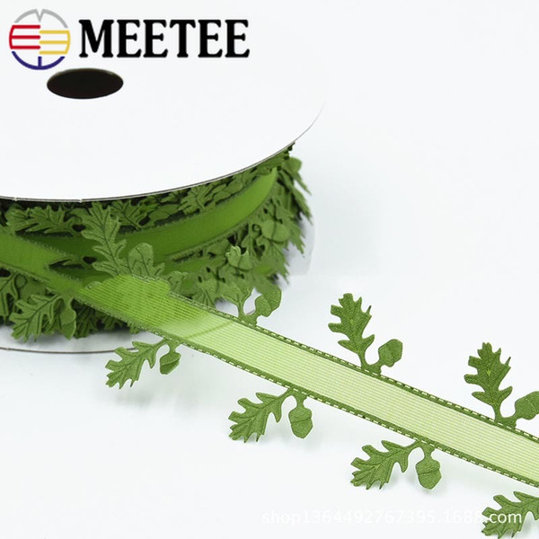 Meetee 4cm Leaf Lace Ribbon Polyester Bouquet Gift wrapping cord DIY Trims Warp Knitting Sewing Crafts Decor Accessories AP511